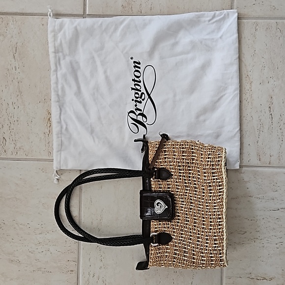 BRIGHTON Vintage Wicker and Leather Shoulder Bag Old stock NWOT - Picture 5 of 8